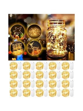 Warm White Fairy String Lights Battery Operated Copper Wire Mason Jar Decor